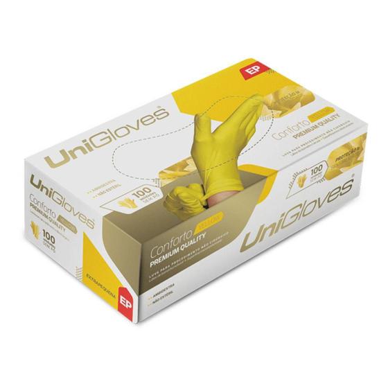 Imagem de Luva Latex Amarela Conforto Unigloves Com 100Un - Ep