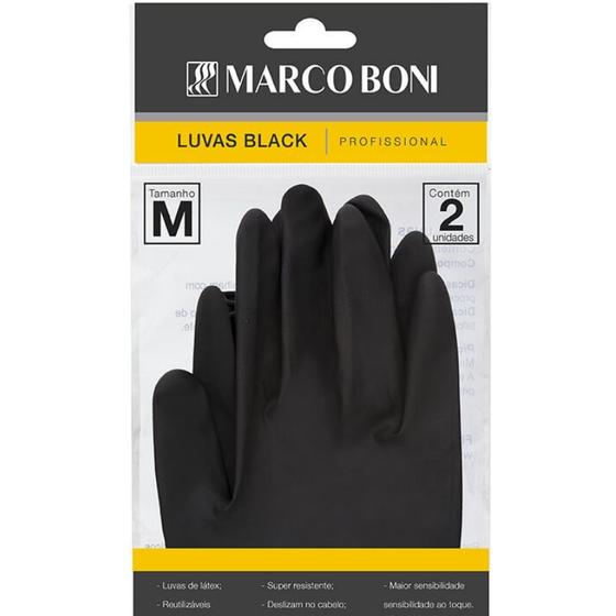 Imagem de Luva Latex Black M com 2 Unidades Profissional Marco Boni