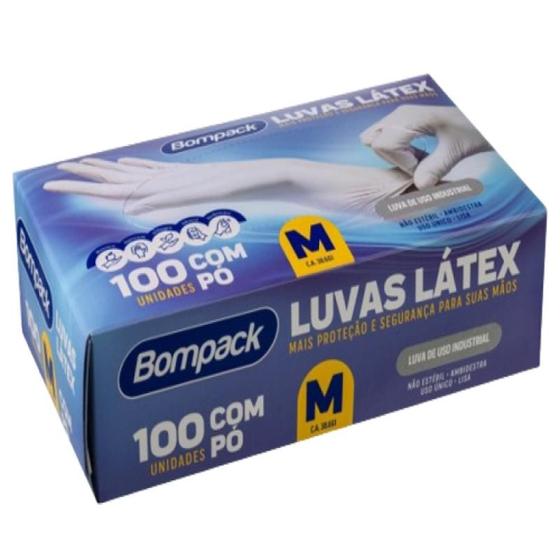 Imagem de Luva Látex com pó 100 unidades Bompack Tam M