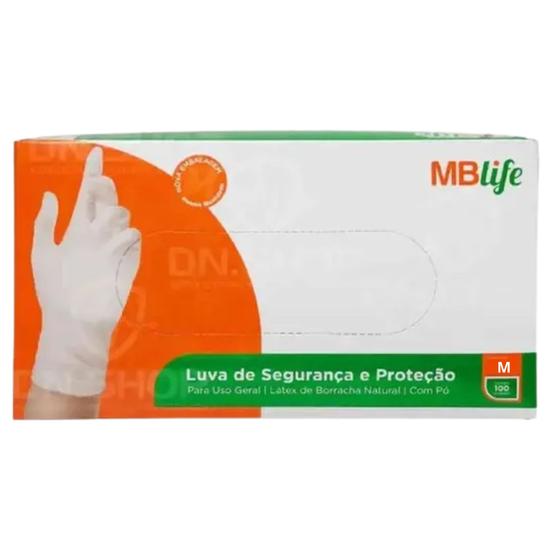 Imagem de Luva Látex Com Pó Uso Geral Média 100 Un MBlife - Medix