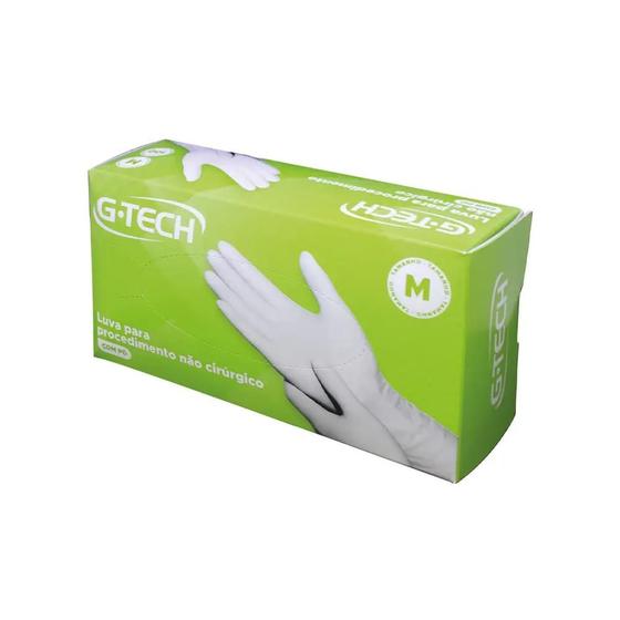Imagem de Luva Látex de Procedimento com Pó Tamanho M, G-Tech 100 UNDIDADES Branco