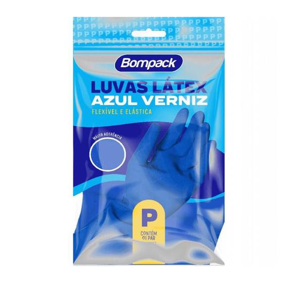 Imagem de Luva Látex de Verniz Azul P Bomback