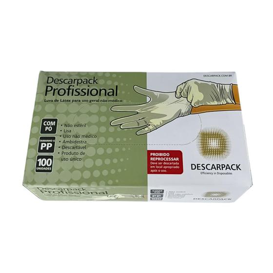 Imagem de Luva látex profissional c pó descarpack 100un tam m