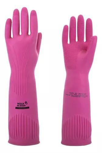 Imagem de Luva Látex Rosa Limpeza Cozinha Serviço Antiderrapante Resistente G