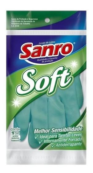 Imagem de Luva Latex Sanro Soft Verde Luva Limpeza Multiuso Tam P