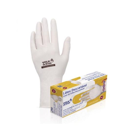 Imagem de Luva Latex Volk Anti Alérgico Com Amido 100 Unidades P