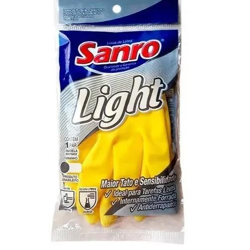 Imagem de Luva limpeza látex multiuso sanro light amarela forrada tamanho g