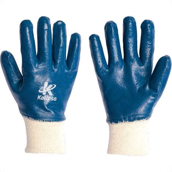 Imagem de Luva Malha Kalipso Banho Nitrilico Nitrili-Ka 30 Azul 10 - Xg - Kit C/12 Pares