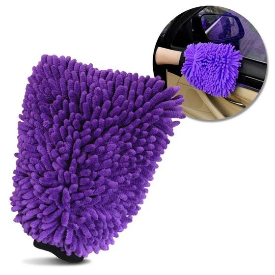 Imagem de Luva Microfibra 2 em 1 Zacs Roxo Lavagem Automotiva