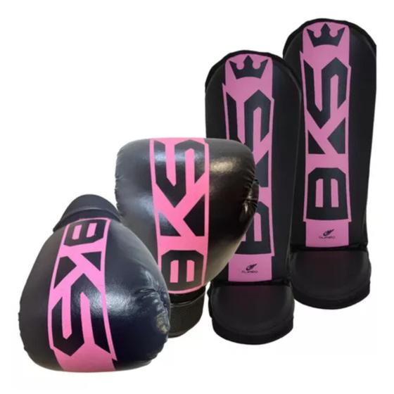 Imagem de Luva Muay Thai Boxe Kickboxing+Caneleira Protetor De Canela
