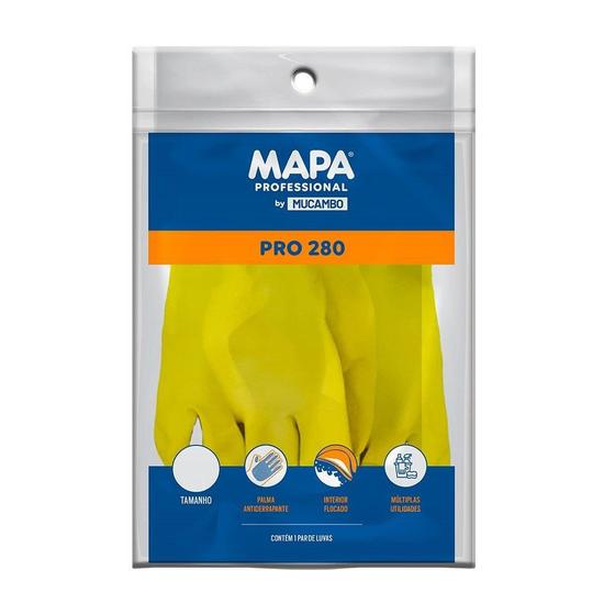 Imagem de Luva Mucambo 280 Flex Profissional Flocada Amarela Tamanho G - Embalagem com 10 Pares