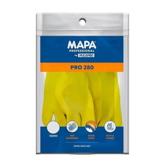 Imagem de Luva Mucambo 280 Flex Profissional Flocada Amarela Tamanho P - Embalagem com 10 Pares