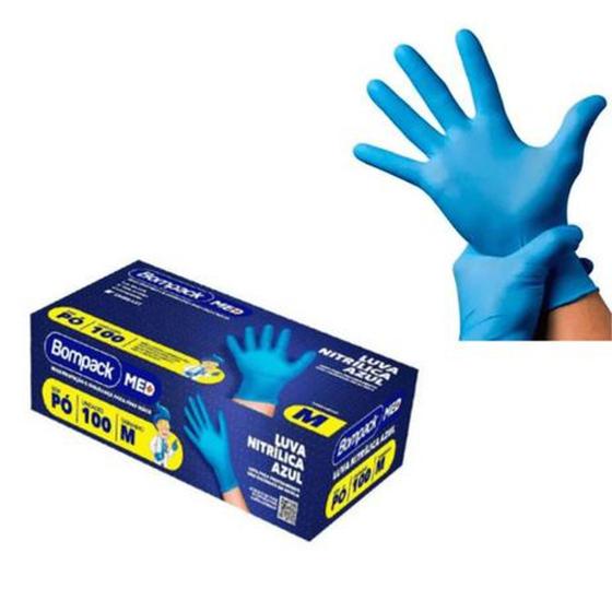 Imagem de Luva nitrilica azul cx c/100 unid. sem pó medix P/M/G