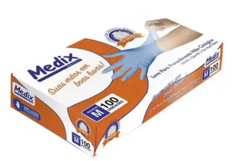 Imagem de Luva Nitrilica Azul Sem Pó para Procedimento Não Cirúrgico Medix