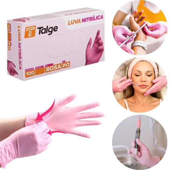 Luva Nitrílica Rosa Descartável Sem Pó C/100 Unidades Talge Menor preço em Luva Nitrílica Rosa Descartável Sem Pó C/100 Unidades Talge