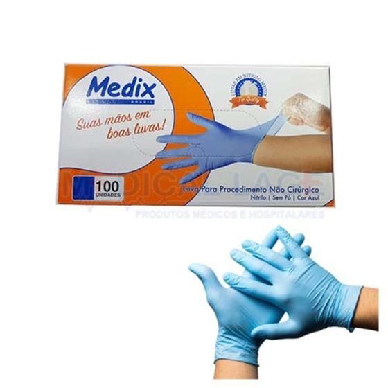 Imagem de Luva Nitrilica Sem Po Azul M Cx Com 100un Medix