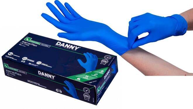 Imagem de Luva Nitrílica Sensiflex Ultra Danny Sem Talco Azul Escuro Cano Longo Caixa Com 50 Unidades DA-90510 CA 49218