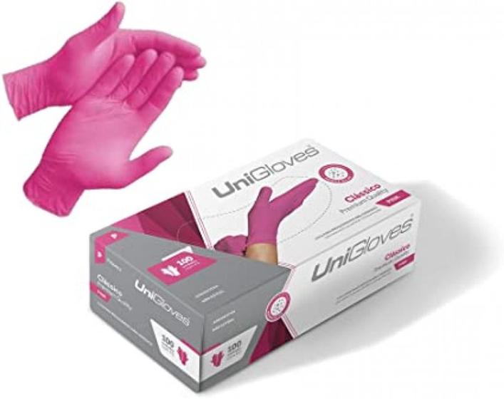 Imagem de Luva Pink de Látex com Talco Unigloves - Caixa com 100 Unidades TAM. G