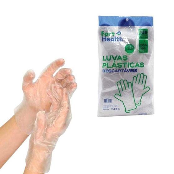 Imagem de Luva Plastica Fort Health 100un