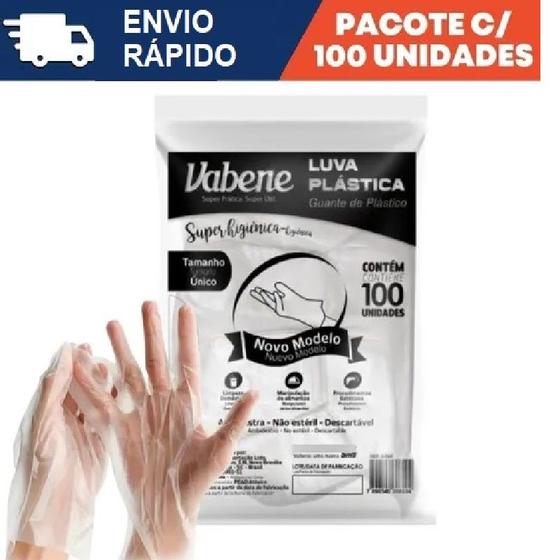 Imagem de Luva Plástica Transparente - 100 unidades - Tamanho Único - Vabene