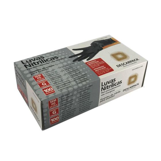 Imagem de Luva Procedimento De Nitrilo Preta Descarpack Com 100Un - G