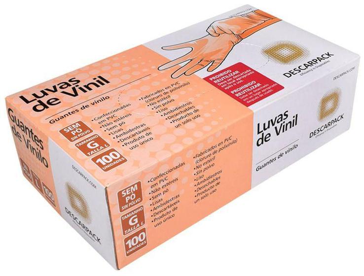 Imagem de Luva Procedimento G Vinil sem Talco - Caixa com 100 unidades - DESCARPACK