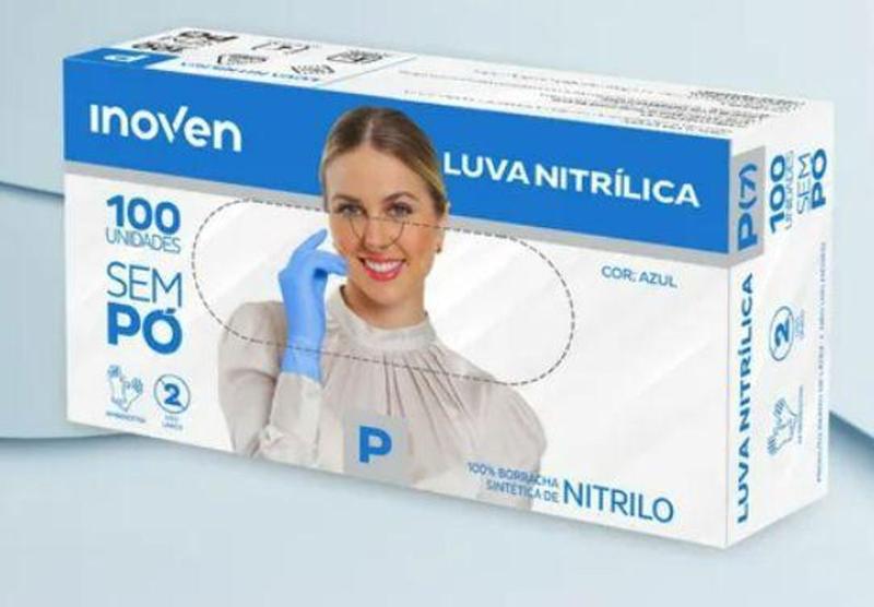 Imagem de Luva Procedimento Nitrílica Azul c/100 Inoven CA 45345