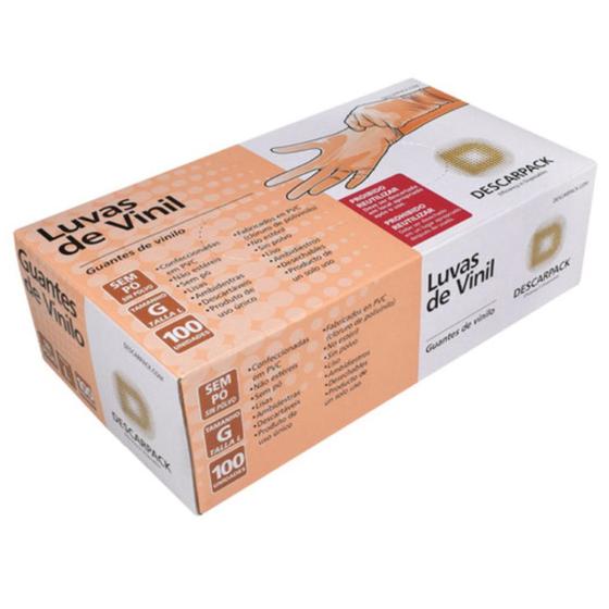 Luva procedimento vinil c/100 sem po tam. m descarpack Imagem de Luva procedimento vinil c/100 sem po tam. m descarpack