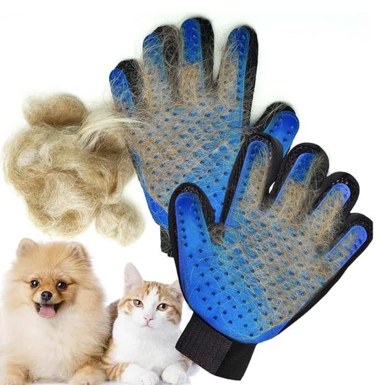 Imagem de Luva Remove Pelos Macia Nano Magnética Tira Pelos Pet Top Cor Azul