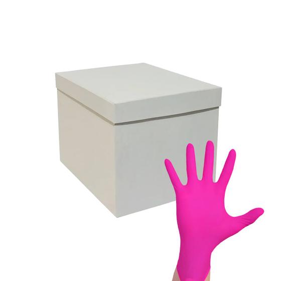 Imagem de Luva Rosa De Procedimento Nitrílica Cx 100 Un Kit 10