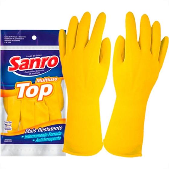 Imagem de Luva Sanro Forrada Top Amarela .Xg - Kit C/10 PR