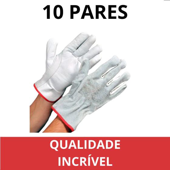 Imagem de Luva vaqueta cano curto epi resistente segurança reforçada petroleira Pecuária Indústria Elétrica Armador 