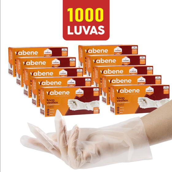 Imagem de Luva Viniflex Termoplástica Transparente Descartável 1000 Unidades  Vabene