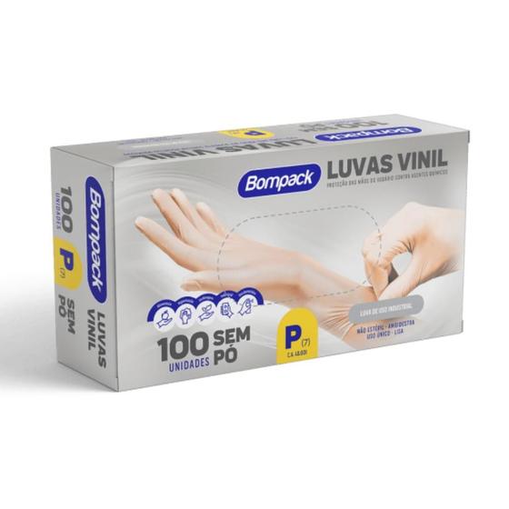 Imagem de Luva Vinil P Bompack S/ Pó Com 100 Unidades