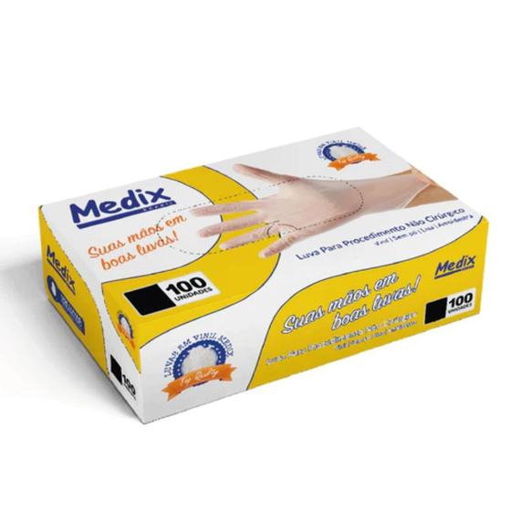 Imagem de Luva Vinil Procedimento Profissional Sem Pó Medix