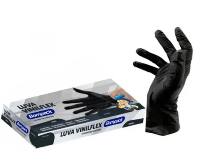 Imagem de Luva Vinilflex Preta sem Pó Bompack GG