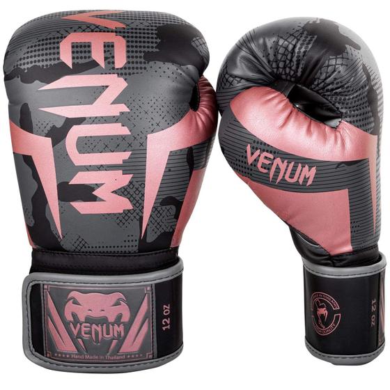 Imagem de Luvas de boxe Venum Elite preto/rosa dourado de 3 camadas de espuma