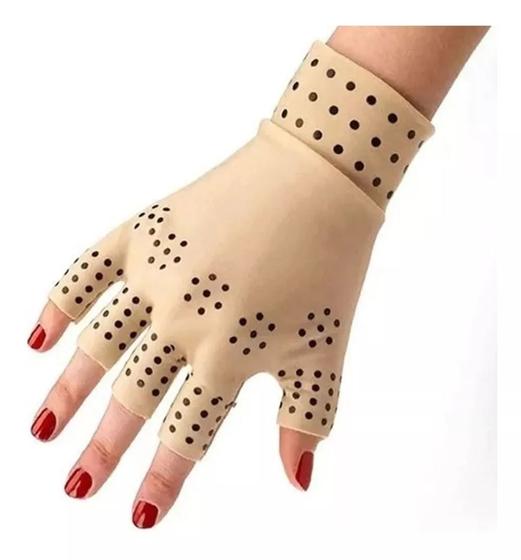 Imagem de Luvas De Dedo Terapia Magnética Artroses Na Mão Bege 1 Par