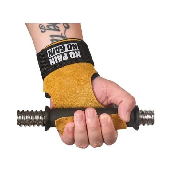 Imagem de Luvas de Ginástica Masculinas de Couro Antiderrapantes para Levantamento de Peso e Deadlift