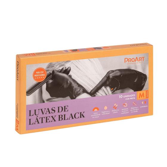 Imagem de Luvas De Látex Black Tamanho M 10 Unidades - Proart