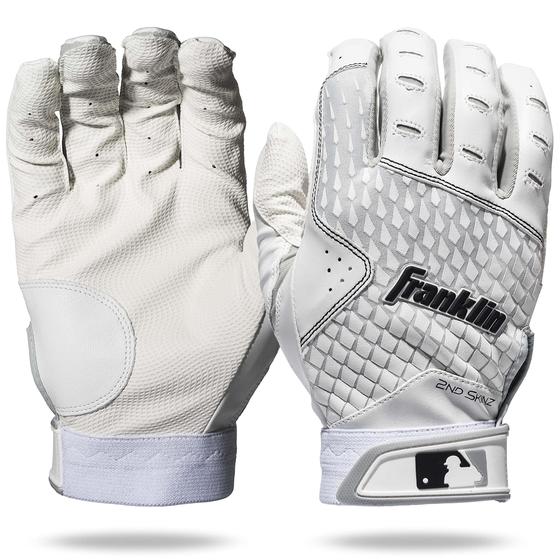 Imagem de Luvas de Rebatida Franklin Sports 2nd-Skinz - Branco/Branco - Adulto X-Large