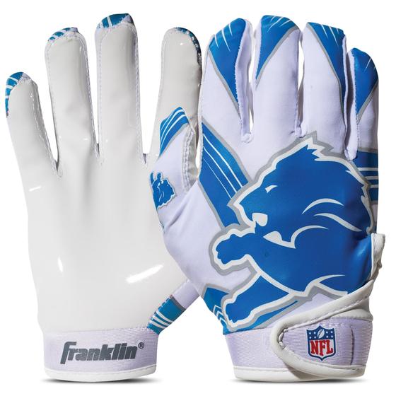 Imagem de Luvas de receptor de futebol Franklin Sports Detroit Lions NFL