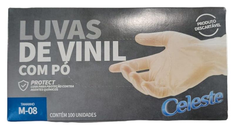 Imagem de Luvas de Vinil Com Pó 100 Unidades Ambidestra Top Protect