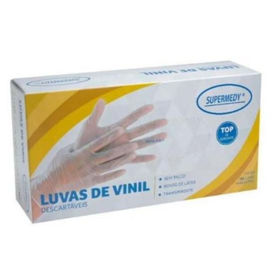 Imagem de Luvas de vinil s/ talco - tamanho p  supermedy