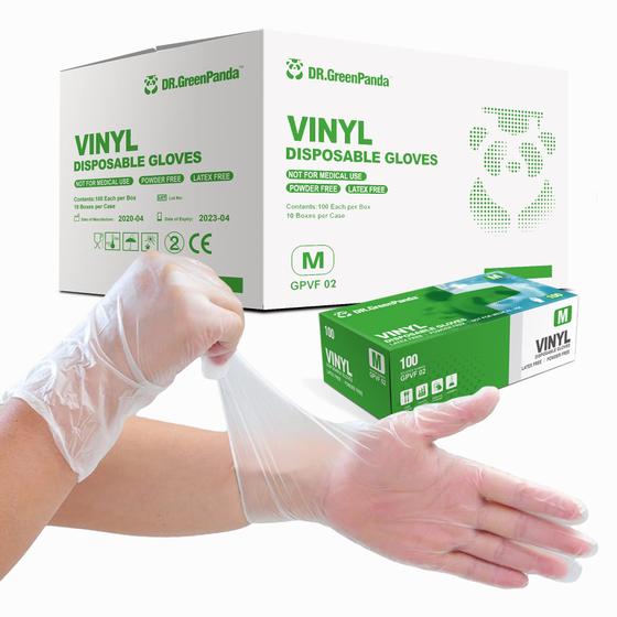 Imagem de Luvas descartáveis Dr.GreenPanda Clear Vinyl 1000 unidades