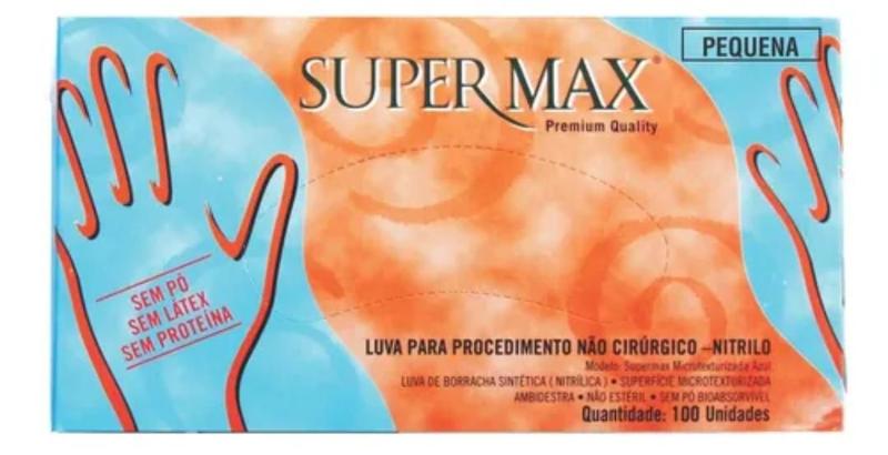 Imagem de Luvas Descartável Nitrílica Sem Pó Super Max - 100 Un.azul