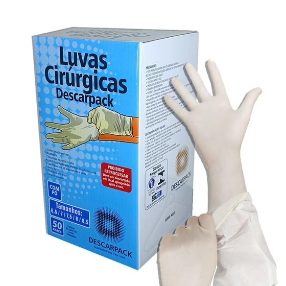 Imagem de Luvas estéreis cirúrgicas descarpack 100un tamanho 8,5