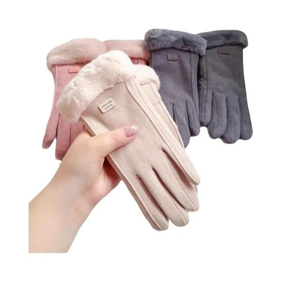 Imagem de Luvas Femininas de Camurça Quentes para Inverno - Com Tela Sensível ao Toque
