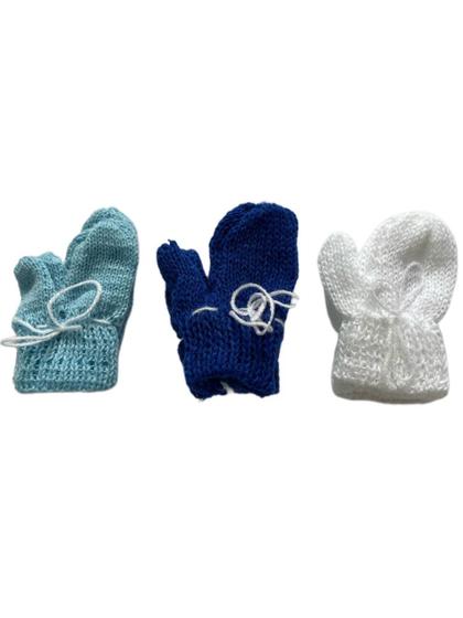 Imagem de Luvas Luvinha de Lã Tricot Bebê Rescém Nascido cores sortidas-  kit c/ 3 pares