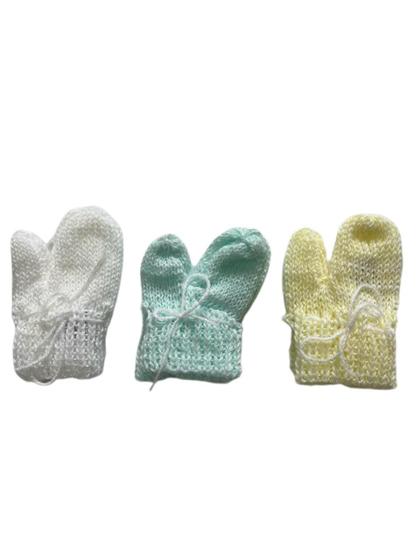 Imagem de Luvas Luvinha de Lã Tricot Bebê Rescém Nascido cores sortidas-  kit c/ 3 pares